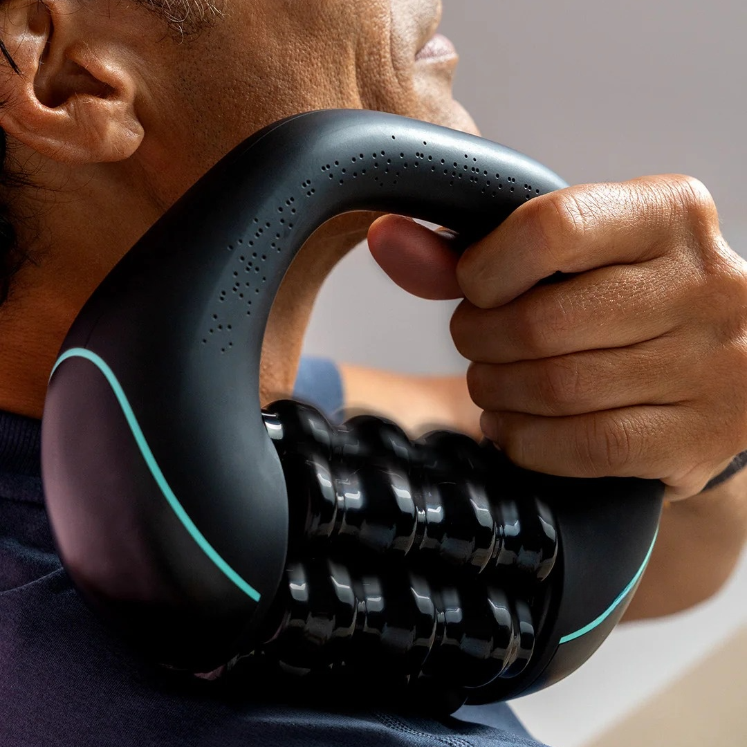 Mini masseur à percussion roulante – Massage complet du corps, récupération musculaire + Casque Bluetooth